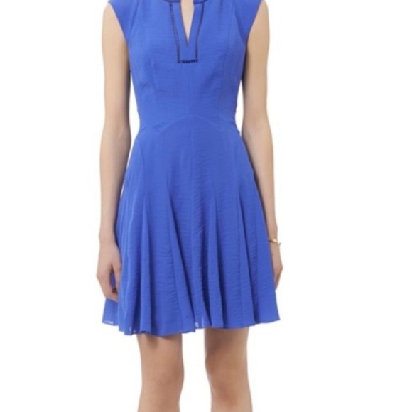 Rebecca Taylor blue Crepe Godet Dress Size 12 - Picture 2 of 5